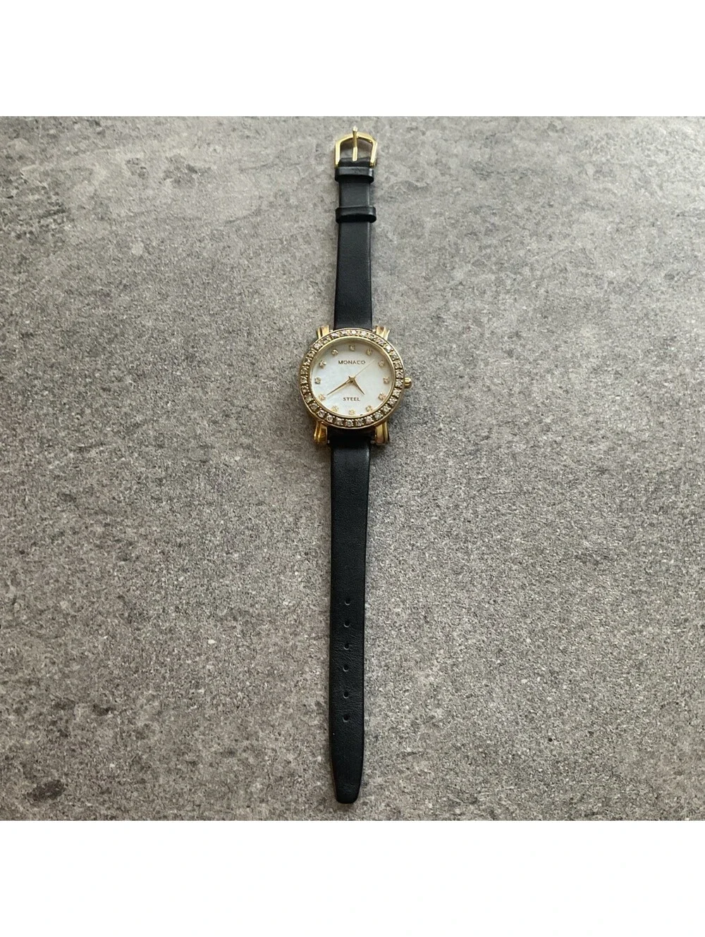 Beautiful Monaco Women’s Watch 32mm Gold Tone Case MOP Dial Leather Band D5